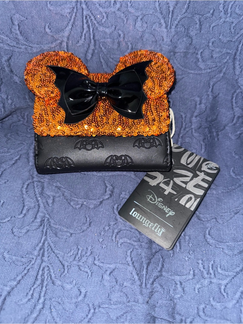 LOUNGEFLY Disney Kids Sequin Ear Bag and Wallet Set - Orange & Black - Picture 5 of 8